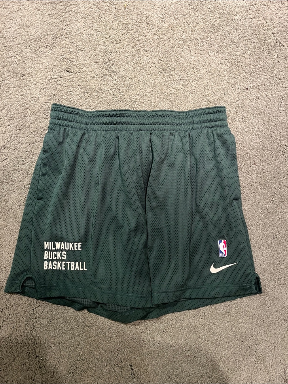 Nike Dark Green Men's Mesh Basketball Shorts with Swoosh